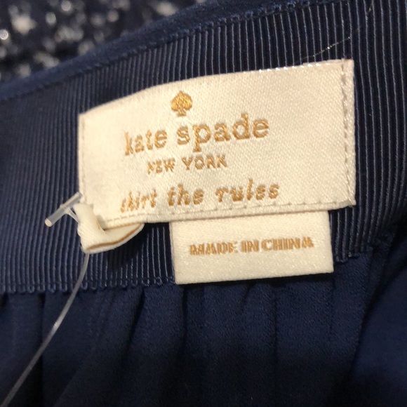 Kate Spade Skirt Women 12 Sparkling Stars Dots Raffled Hem Night Sky Blue New - Picture 7 of 9
